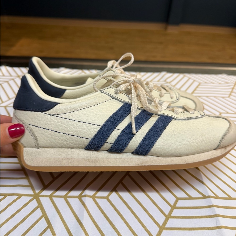 Adidas Off-White and Blue Sneakers